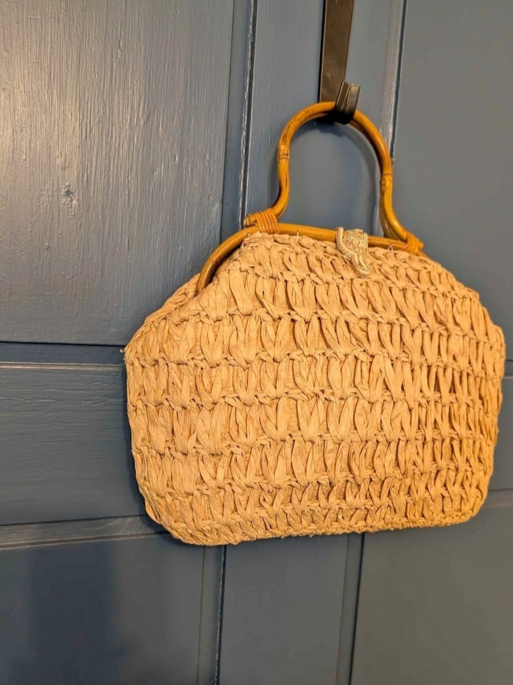 Vintage Raffia Purse Mid Century Handbag